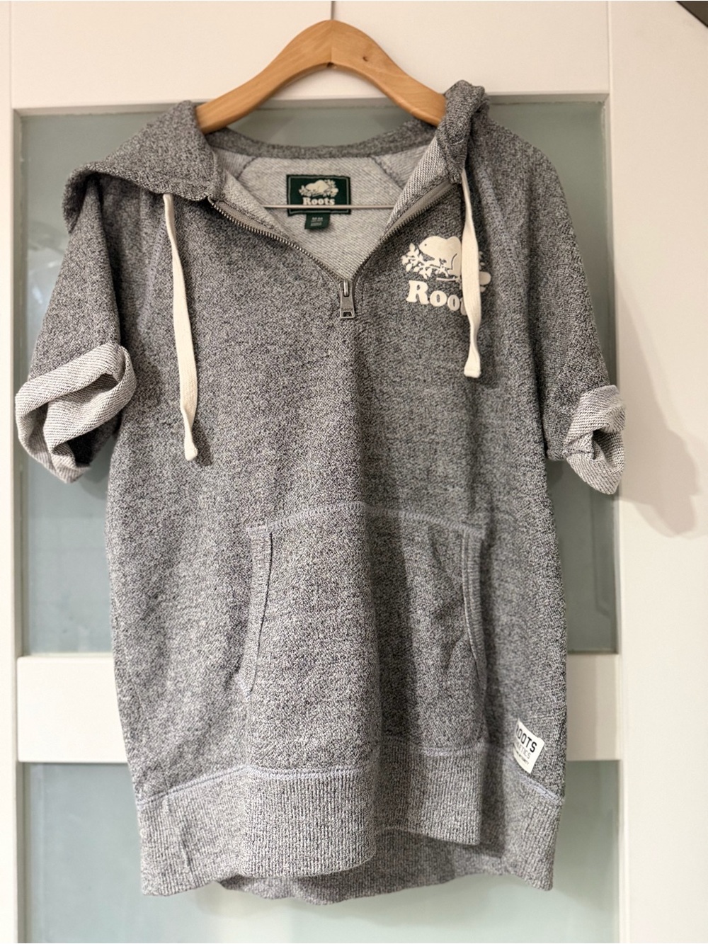 Roots Gray Half-Zip Hooded Sweater